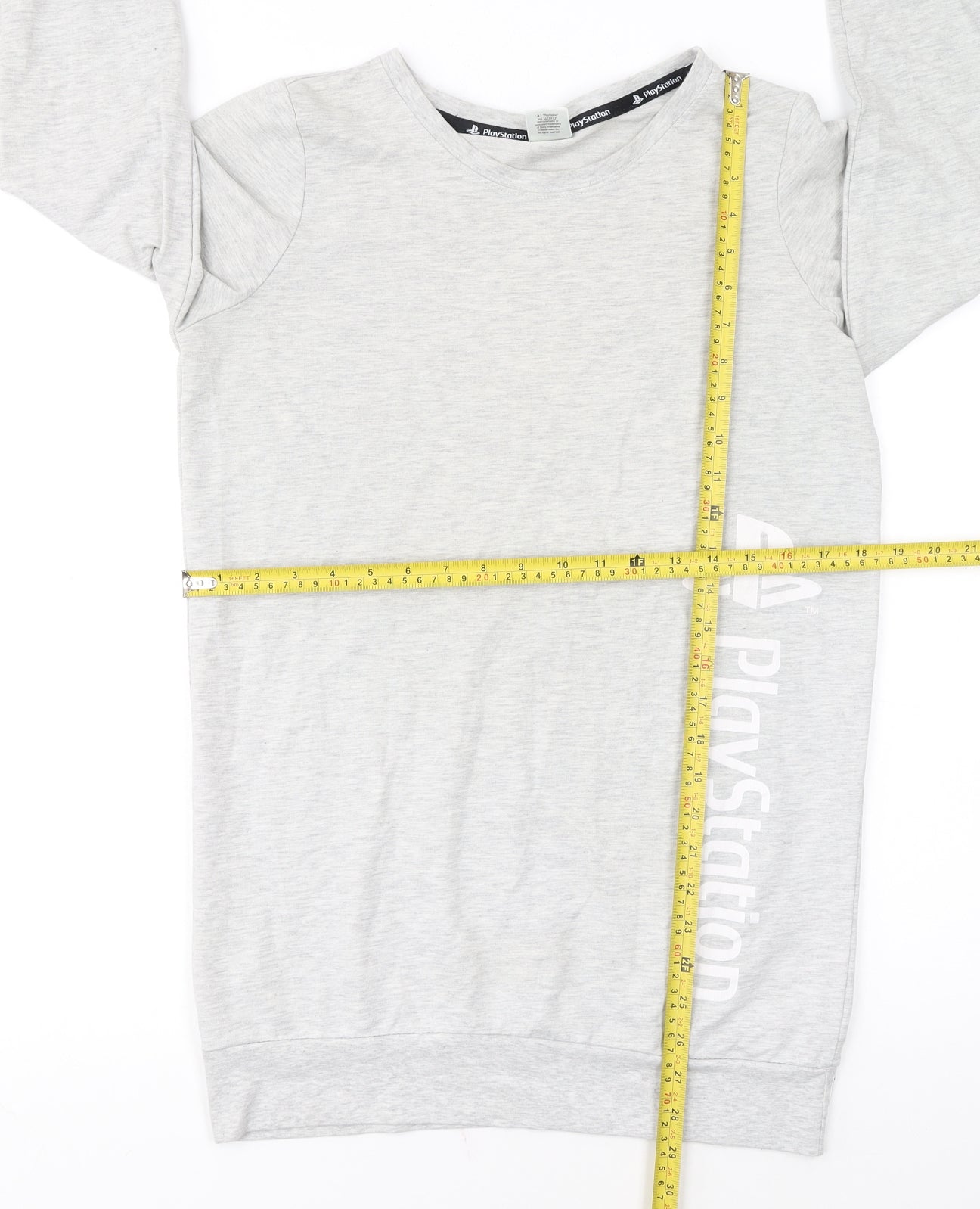 PlayStation Womens Grey Long Sleeve Logo Cotton T-Shirt Size 8