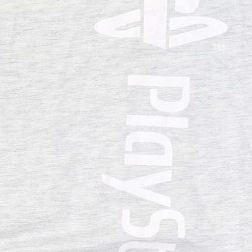 PlayStation Womens Grey Long Sleeve Logo Cotton T-Shirt Size 8