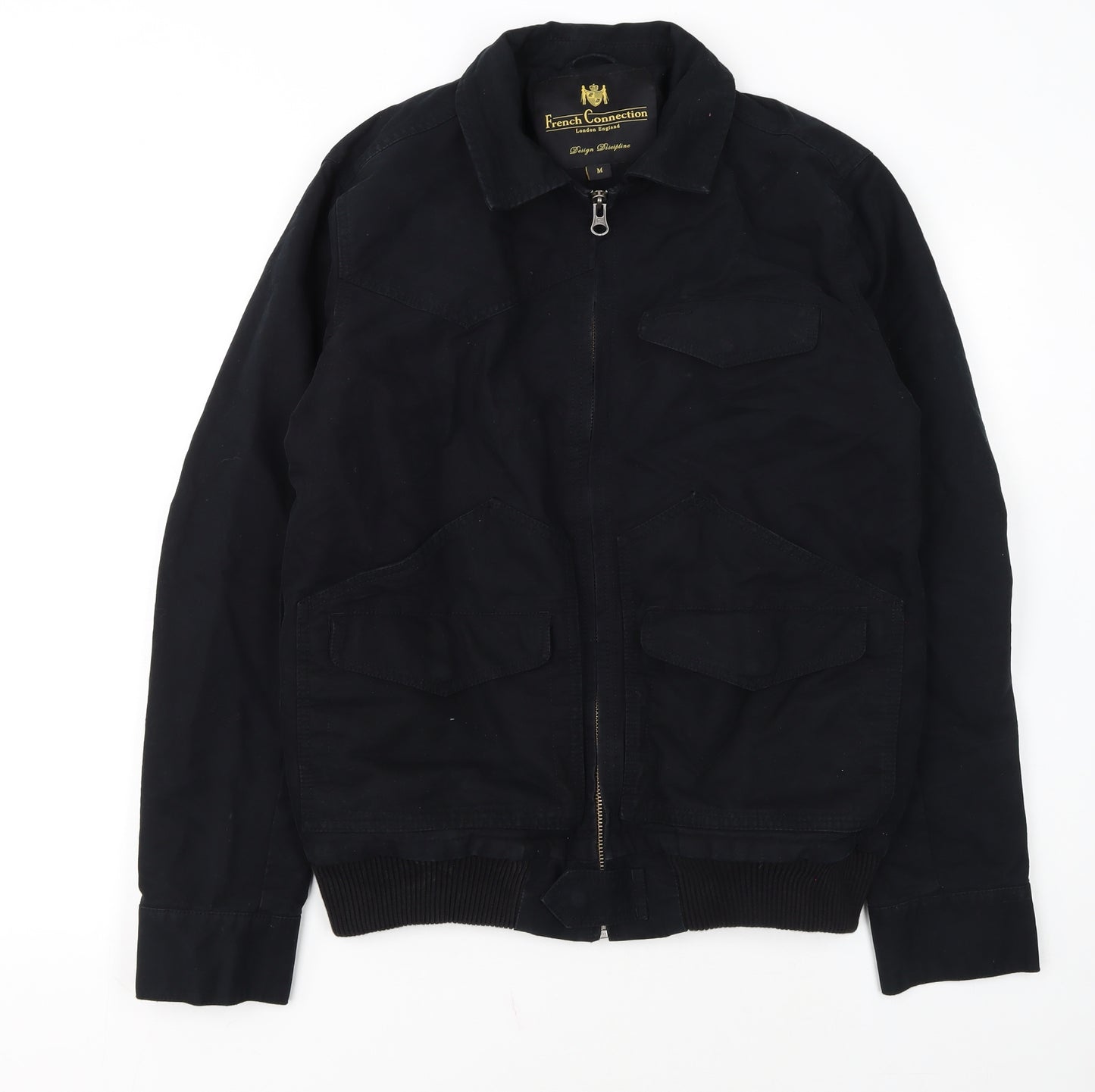 French Connection Men's Black Cotton Bomber Jacket M