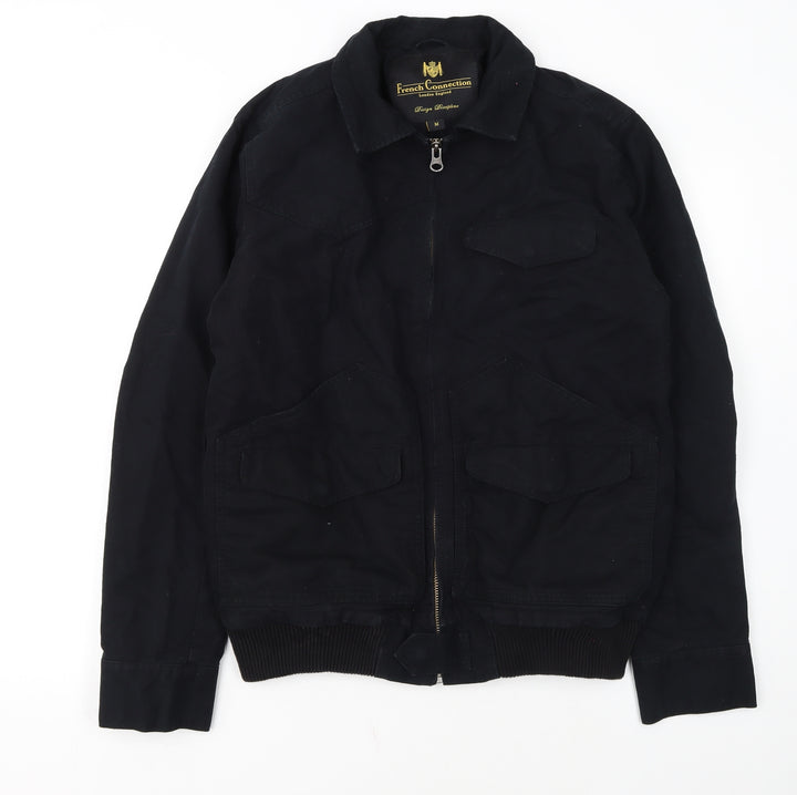 French Connection Men's Black Cotton Bomber Jacket M