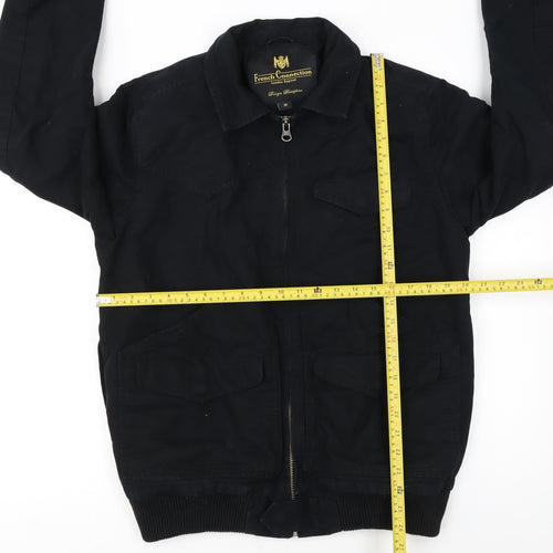 French Connection Men's Black Cotton Bomber Jacket M