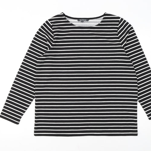 Bonmarché Women Black Striped Long Sleeve Pullover Jumper Size 14