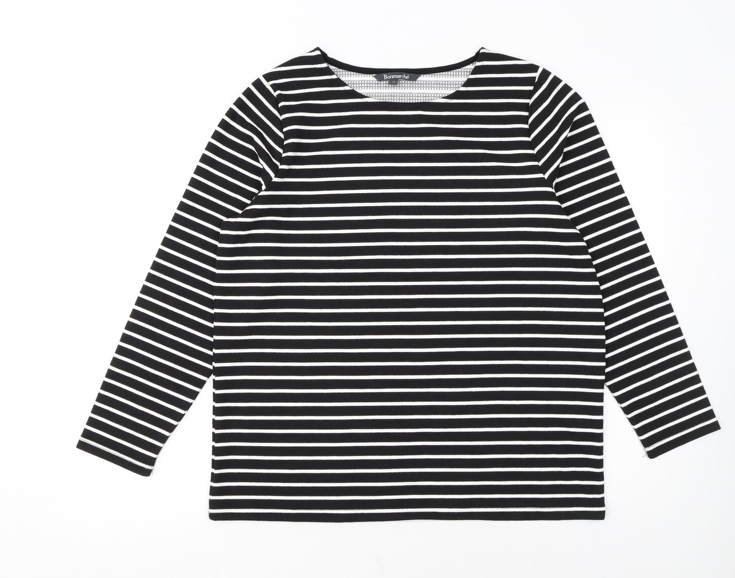 Bonmarché Women Black Striped Long Sleeve Pullover Jumper Size 14