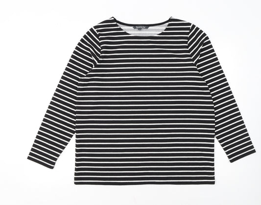 Bonmarché Women Black Striped Long Sleeve Pullover Jumper Size 14