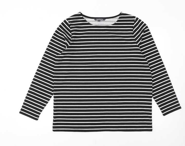 Bonmarché Women Black Striped Long Sleeve Pullover Jumper Size 14