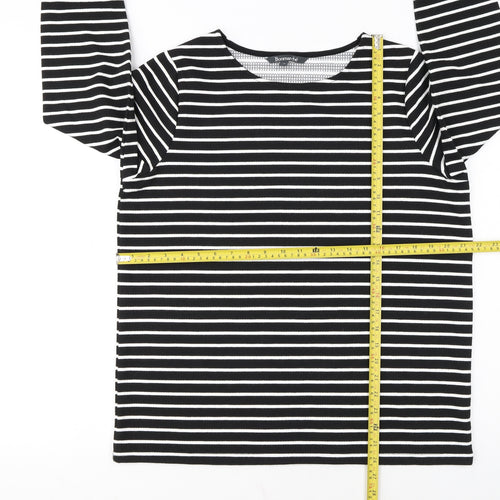 Bonmarché Women Black Striped Long Sleeve Pullover Jumper Size 14