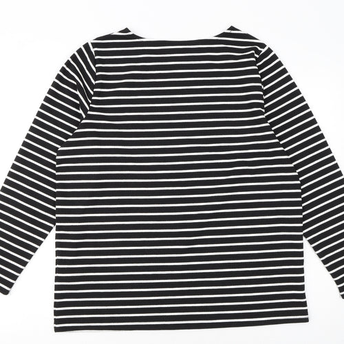 Bonmarché Women Black Striped Long Sleeve Pullover Jumper Size 14