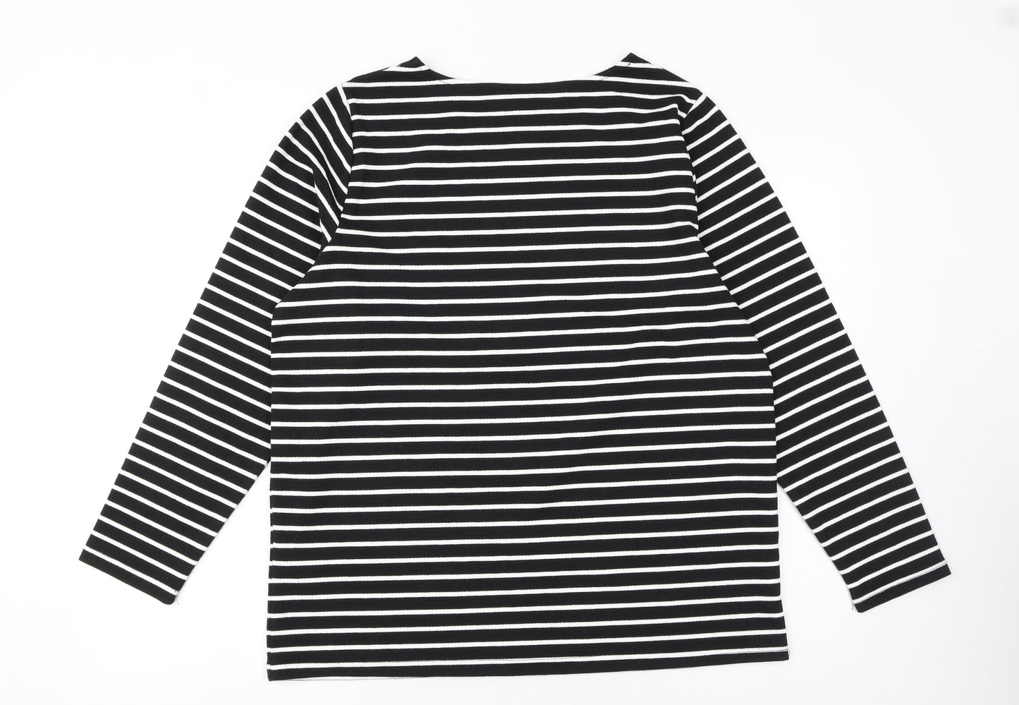 Bonmarché Women Black Striped Long Sleeve Pullover Jumper Size 14