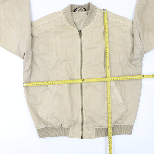 Zara Women Beige Cotton Bomber Jacket L Casual Lightweight