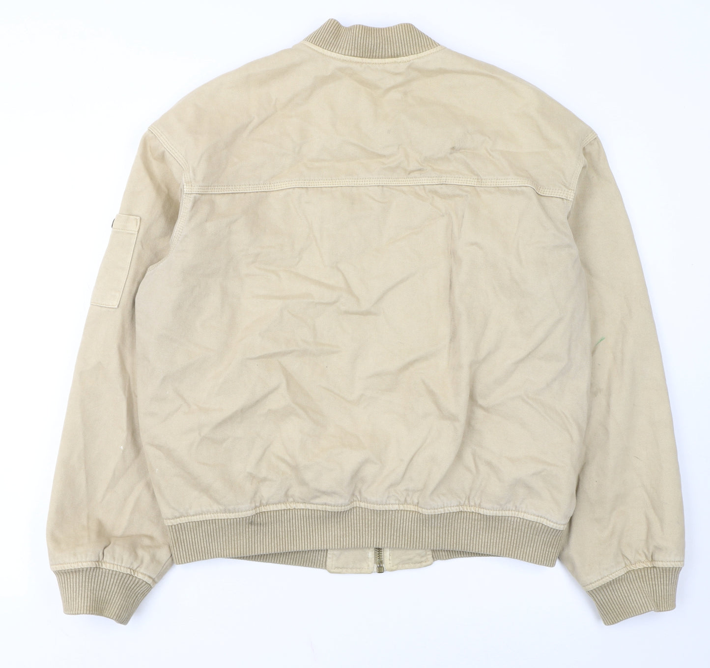 Zara Women Beige Cotton Bomber Jacket L Casual Lightweight