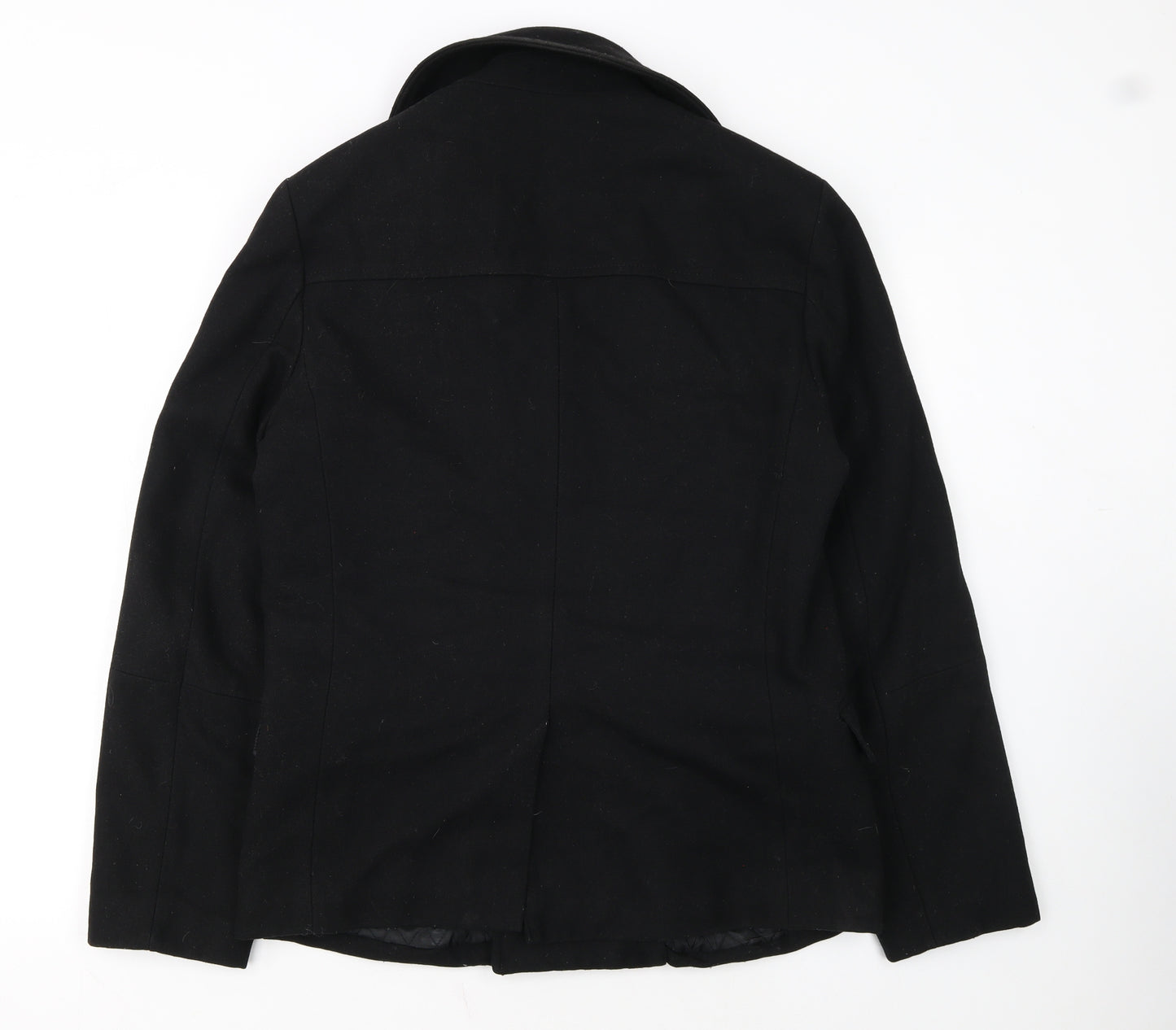 H&M Men's Black Wool Blend Pea Coat Jacket 38R Regular Fit