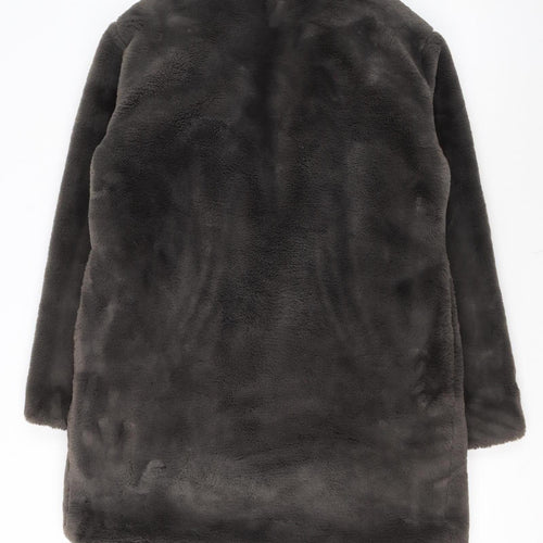 Primark Womens Brown Faux Fur Long Coat XS Winter Overcoat