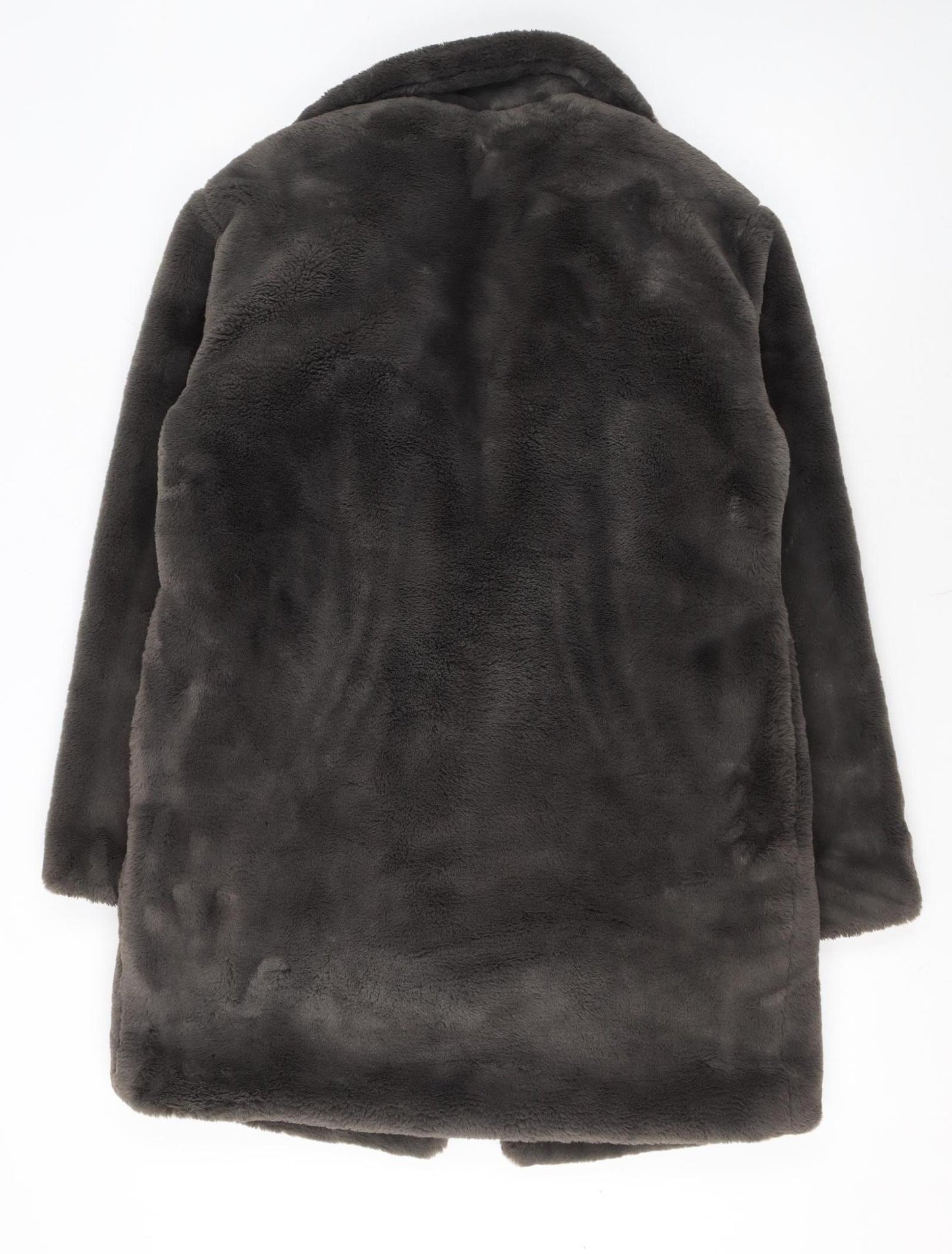Primark Womens Brown Faux Fur Long Coat XS Winter Overcoat