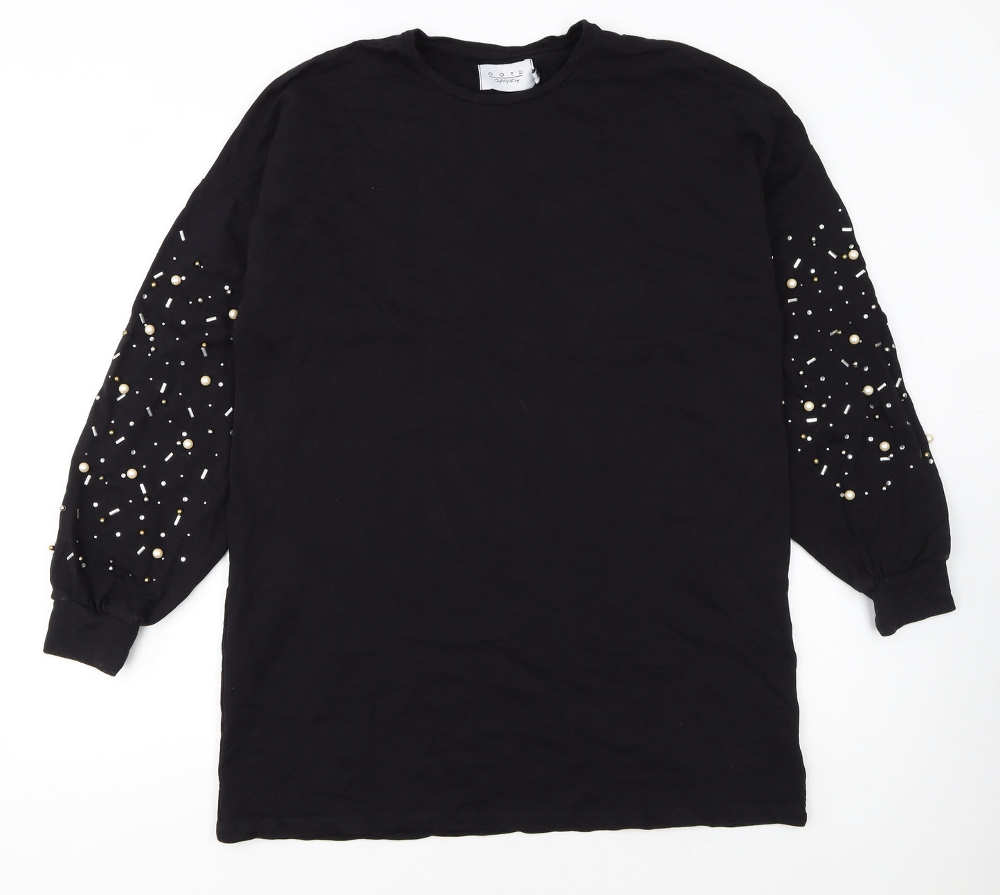 OOTD Women's Black Beaded Pullover Sweatshirt UK 14