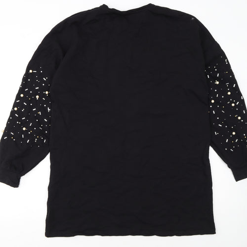 OOTD Women's Black Beaded Pullover Sweatshirt UK 14