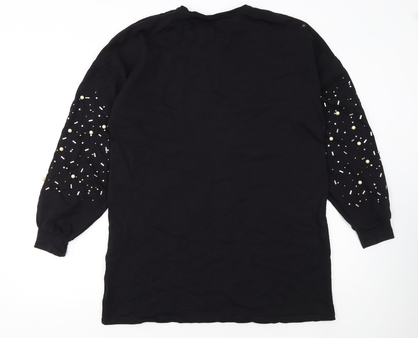 OOTD Women's Black Beaded Pullover Sweatshirt UK 14