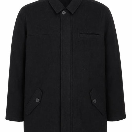 Cotton Traders Men's Black Wool Blend Mid-Length Overcoat 2XL
