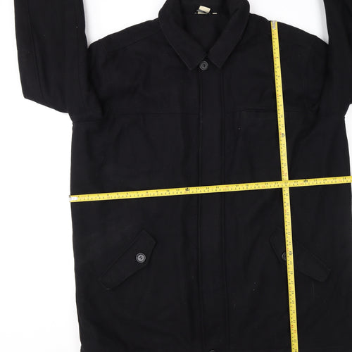 Cotton Traders Men's Black Wool Blend Mid-Length Overcoat 2XL