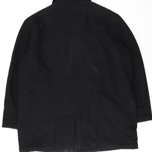 Cotton Traders Men's Black Wool Blend Mid-Length Overcoat 2XL
