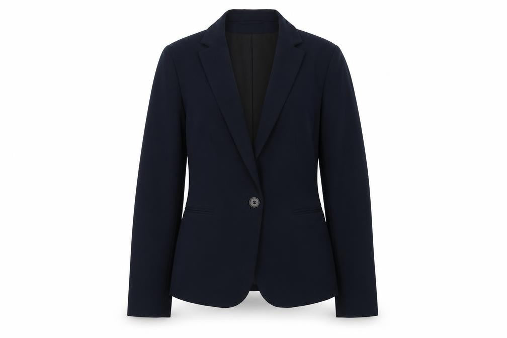 H&M Women Navy Blue Single-Breasted Blazer UK 10 Classic Fit