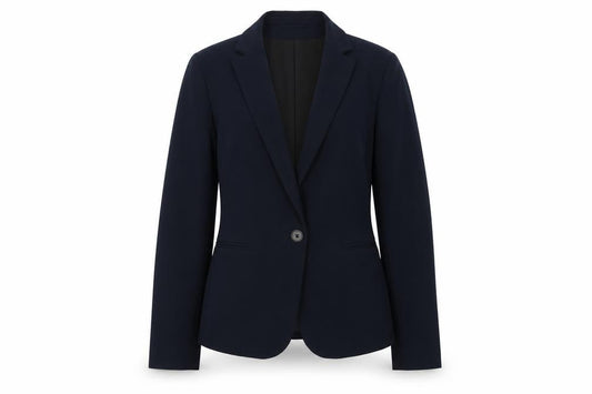 H&M Women Navy Blue Single-Breasted Blazer UK 10 Classic Fit