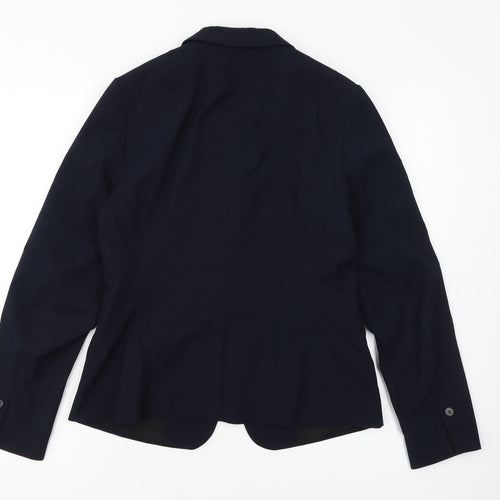 H&M Women Navy Blue Single-Breasted Blazer UK 10 Classic Fit