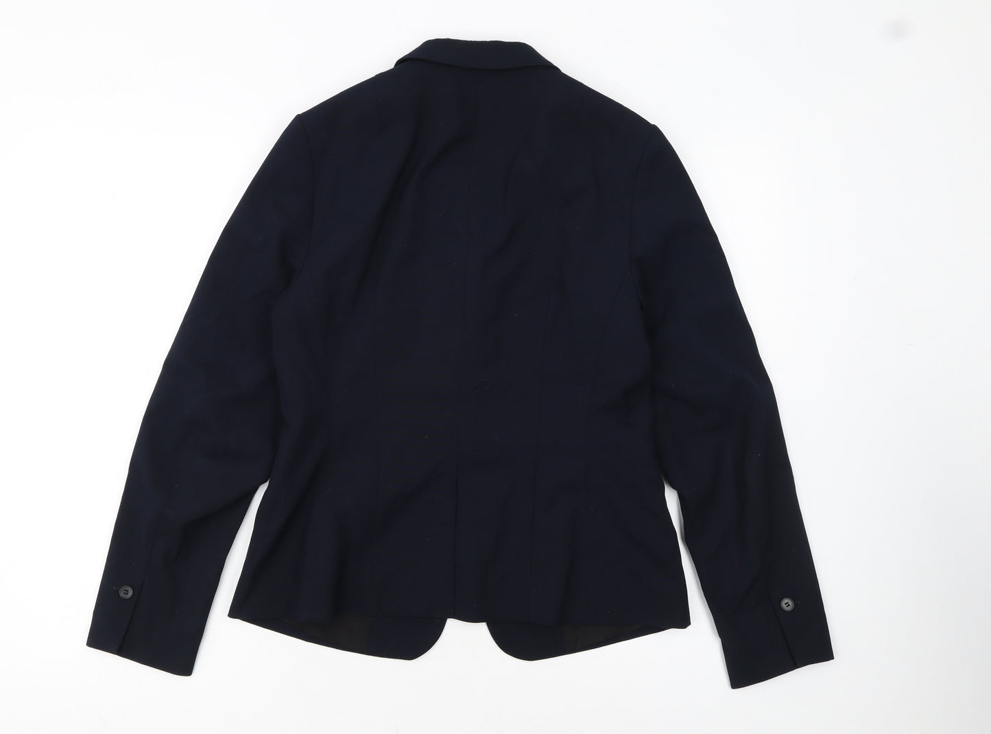 H&M Women Navy Blue Single-Breasted Blazer UK 10 Classic Fit