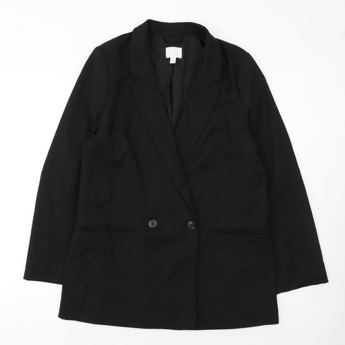 H&M Women Black Double-Breasted Blazer Size Small Classic Fit
