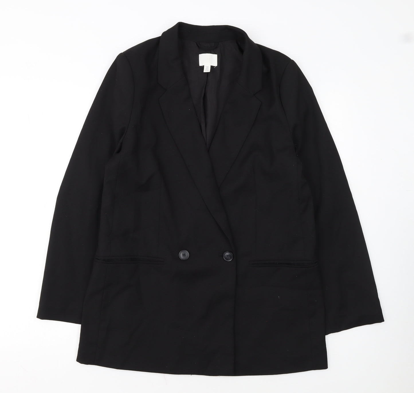 H&M Women Black Double-Breasted Blazer Size Small Classic Fit