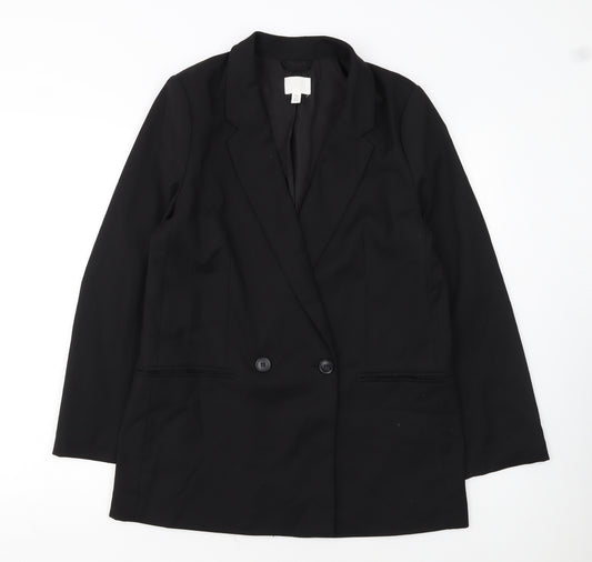 H&M Women Black Double-Breasted Blazer Size Small Classic Fit