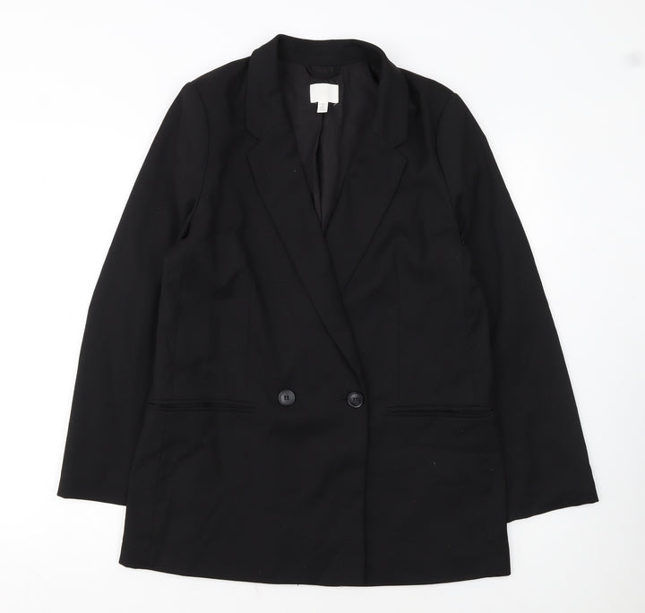 H&M Women Black Double-Breasted Blazer Size Small Classic Fit