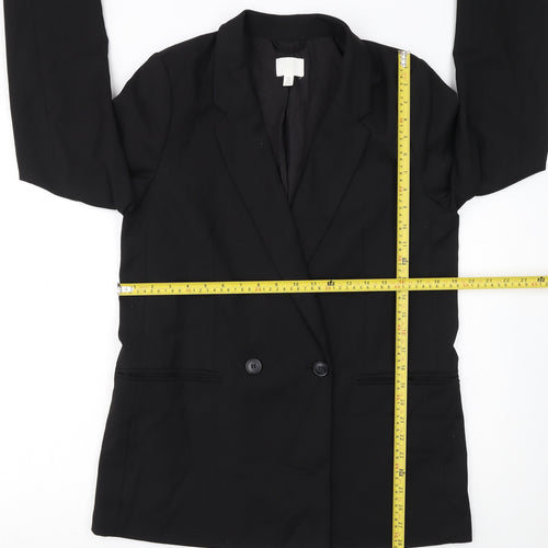 H&M Women Black Double-Breasted Blazer Size Small Classic Fit