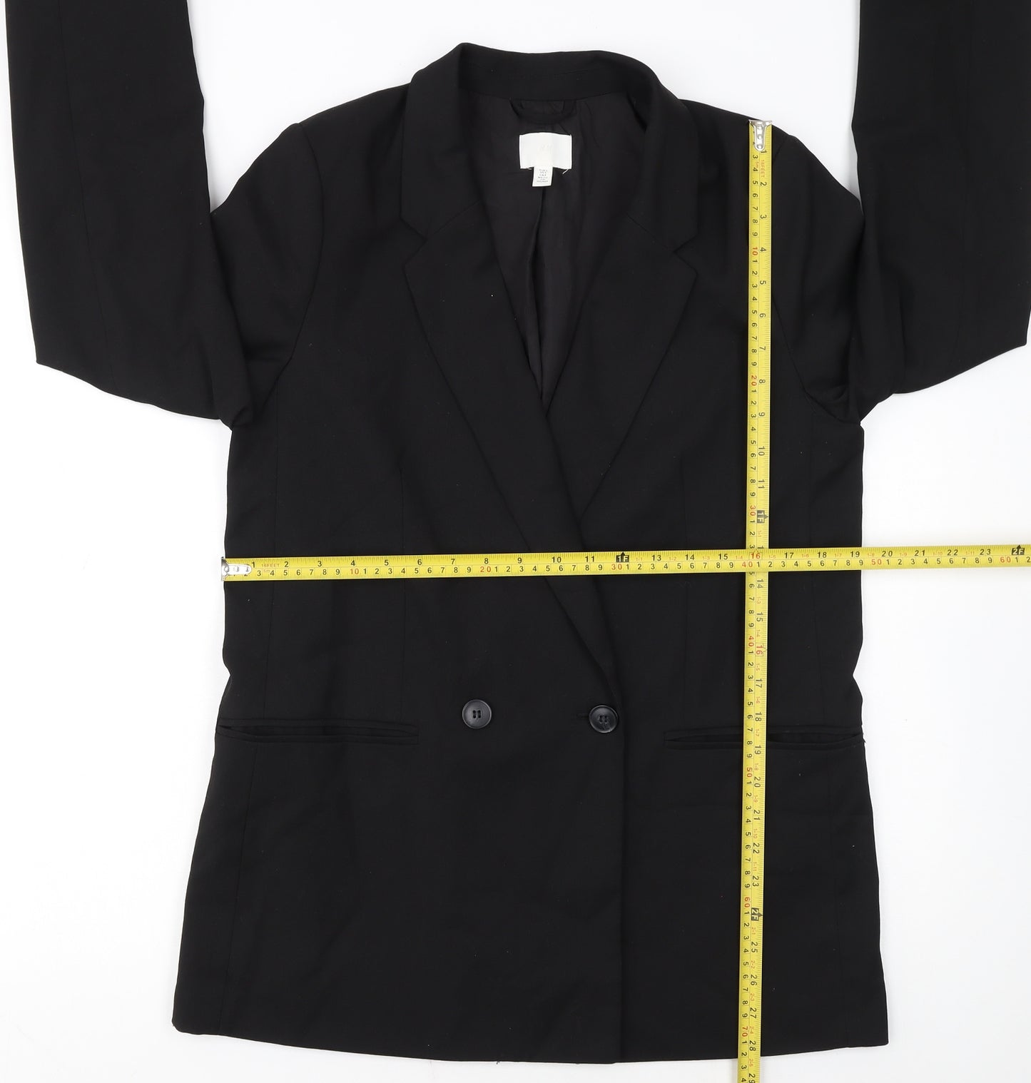 H&M Women Black Double-Breasted Blazer Size Small Classic Fit