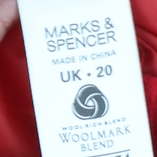 Marks and Spencer Women's Red Wool Blend Overcoat UK 20