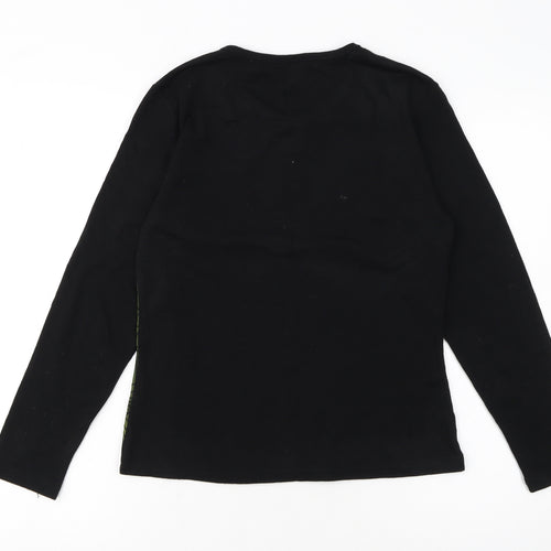 LADY'S Women's Black Green Spider Web Long Sleeve Halloween Top Size M