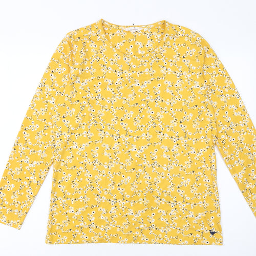 Country Rose Women Yellow Floral Long Sleeve Jersey Top M