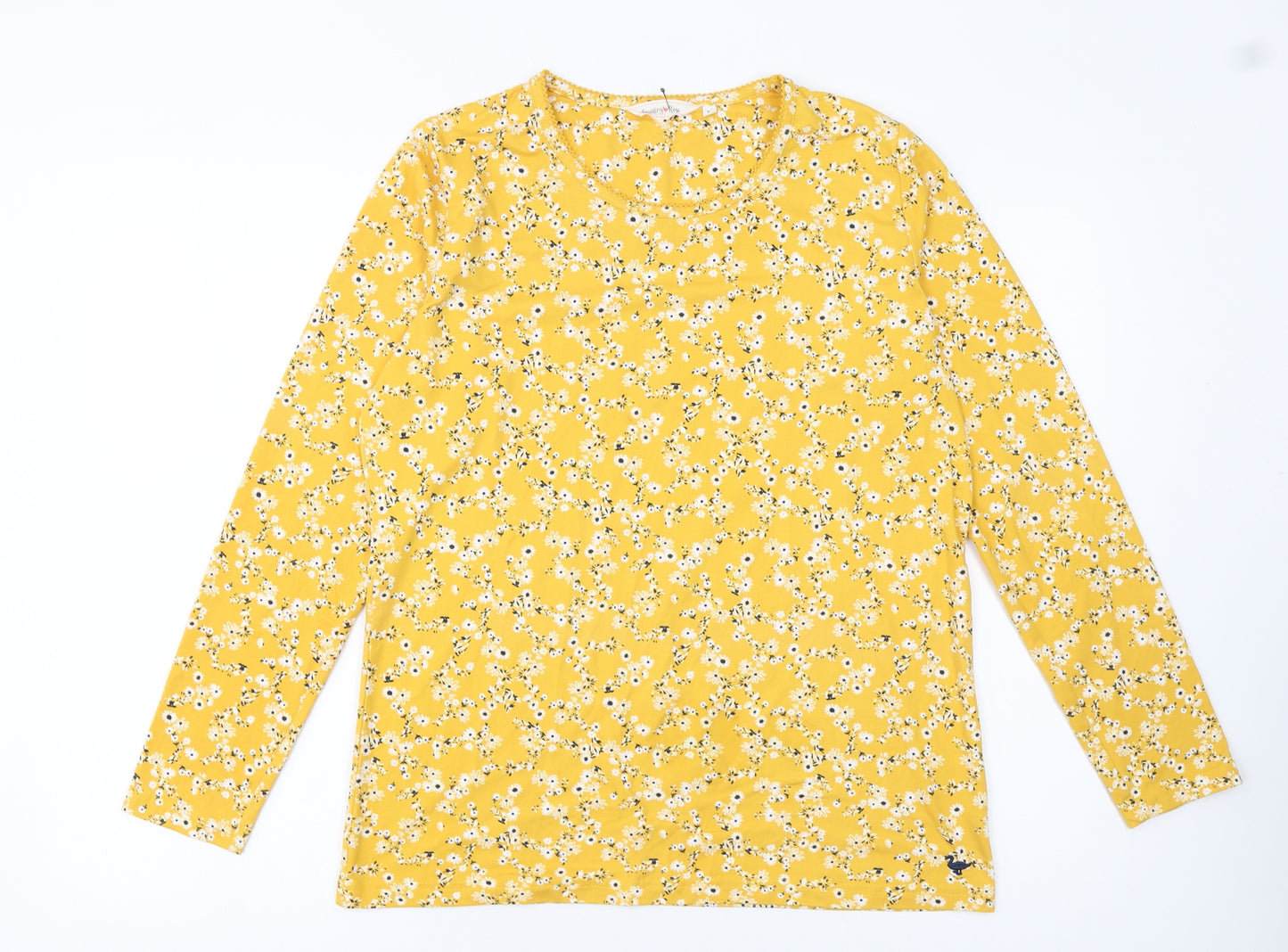 Country Rose Women Yellow Floral Long Sleeve Jersey Top M