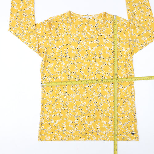 Country Rose Women Yellow Floral Long Sleeve Jersey Top M