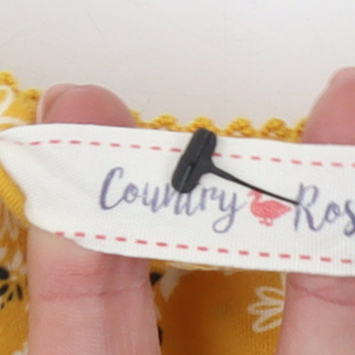 Country Rose Women Yellow Floral Long Sleeve Jersey Top M