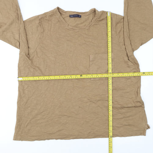 Marks and Spencer Women’s Beige Long Sleeve Cotton T-Shirt Size 22