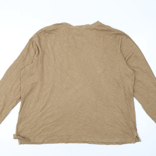 Marks and Spencer Women’s Beige Long Sleeve Cotton T-Shirt Size 22