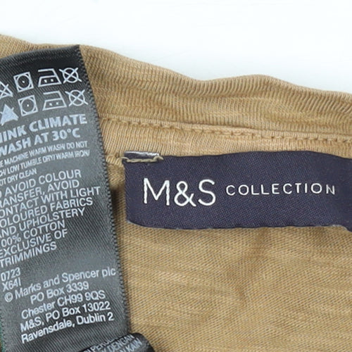 Marks and Spencer Women’s Beige Long Sleeve Cotton T-Shirt Size 22