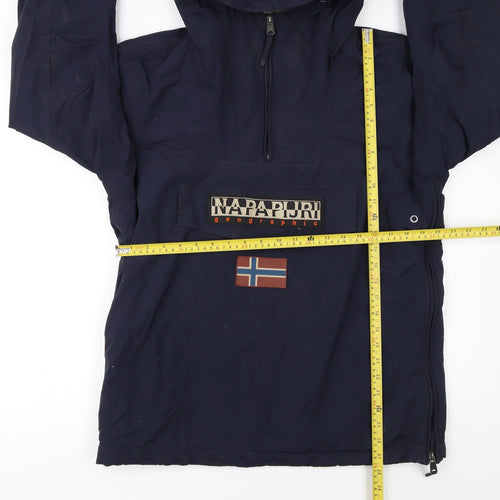 Napapijri Mens Blue Hooded Anorak Windproof Jacket Size M