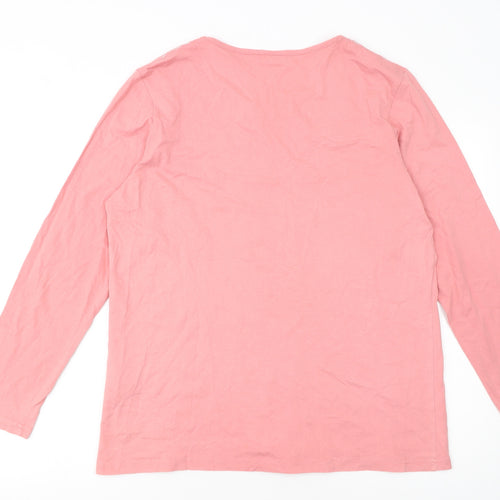 Damart Women Pink Long Sleeve Cotton Jersey Beaded T-Shirt Size 18/20
