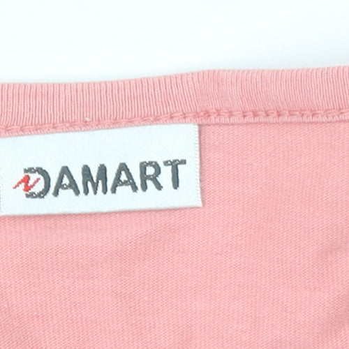 Damart Women Pink Long Sleeve Cotton Jersey Beaded T-Shirt Size 18/20