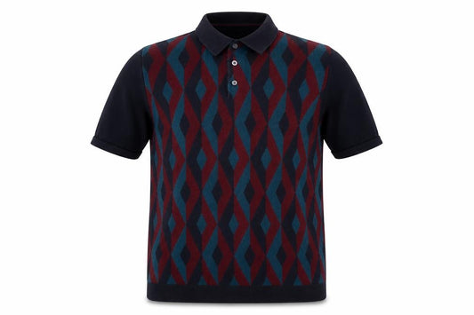 Next Men's Multicoloured Geometric Cotton Polo Shirt Size M
