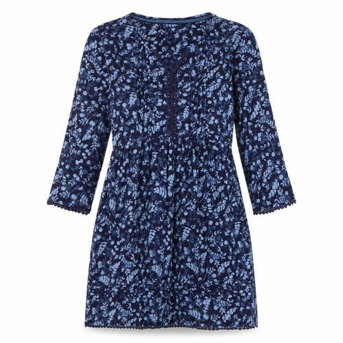 Beacan Cove Women's Blue Floral Cotton Knee Length Shift Dress XS
