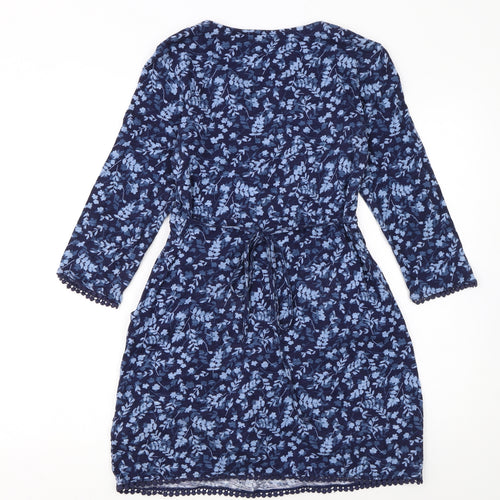 Beacan Cove Women's Blue Floral Cotton Knee Length Shift Dress XS