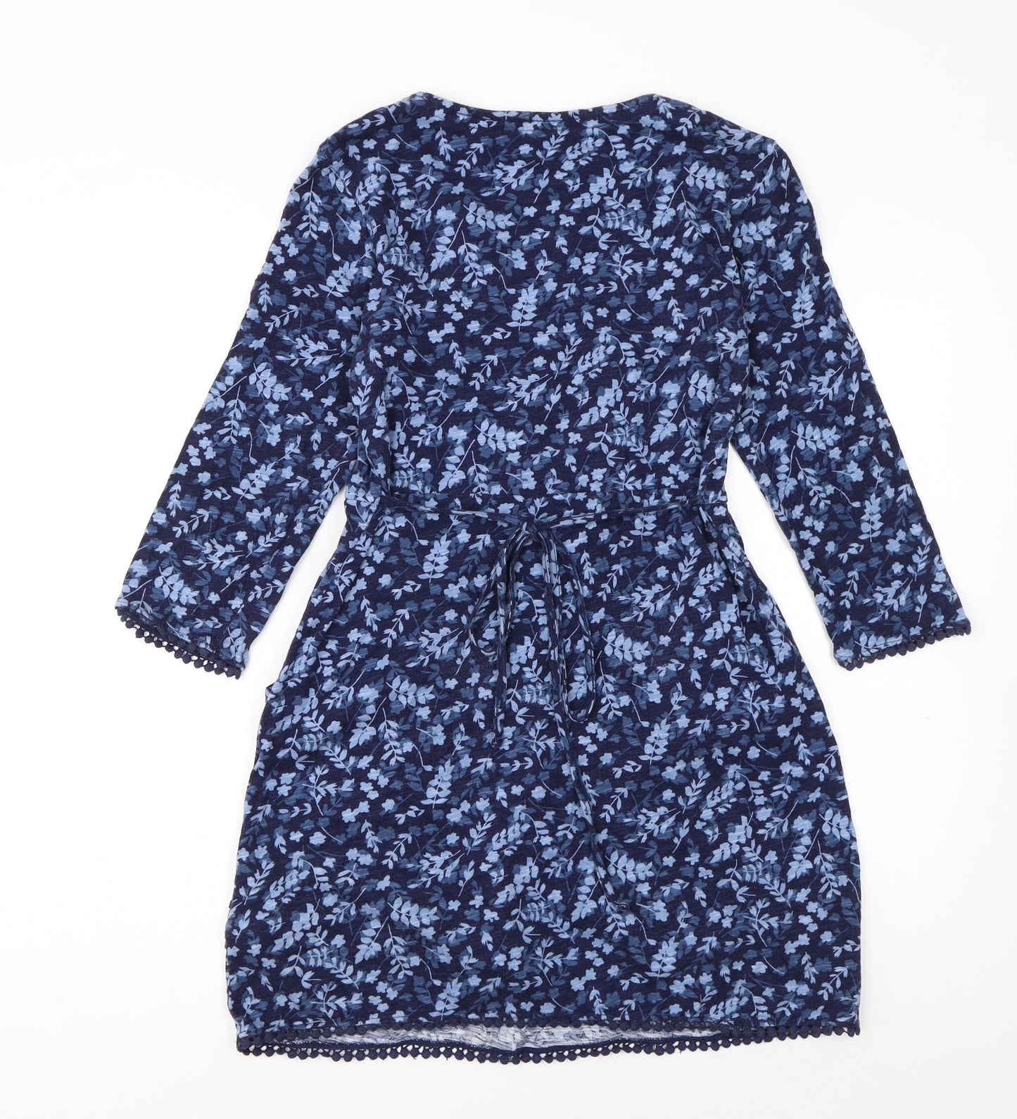 Beacan Cove Women's Blue Floral Cotton Knee Length Shift Dress XS