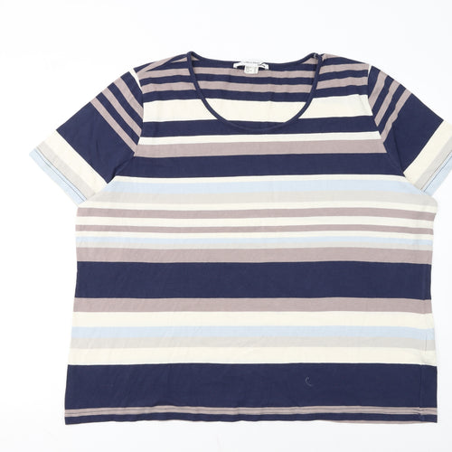 Collection L Women's Multicoloured Stripe T-Shirt Size 28 Cotton Modal